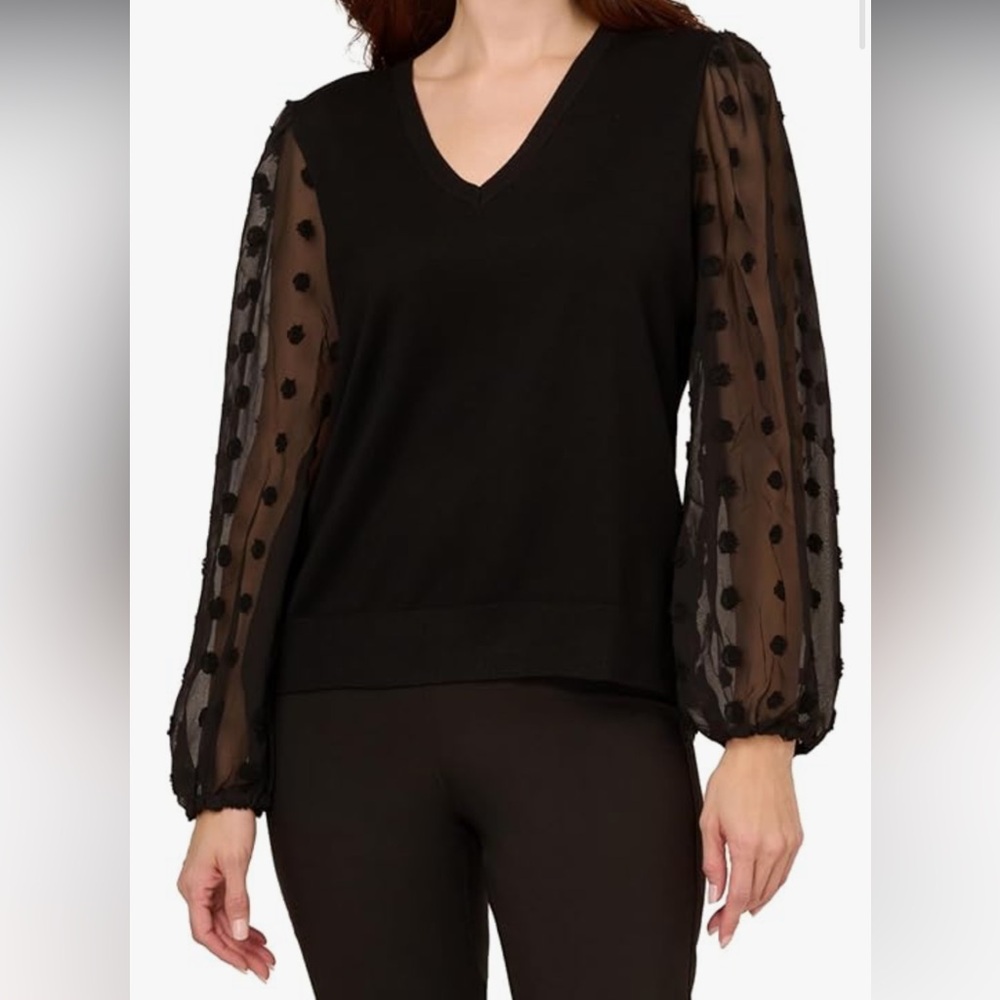 Adrianna papell sweater with sheer sleeves